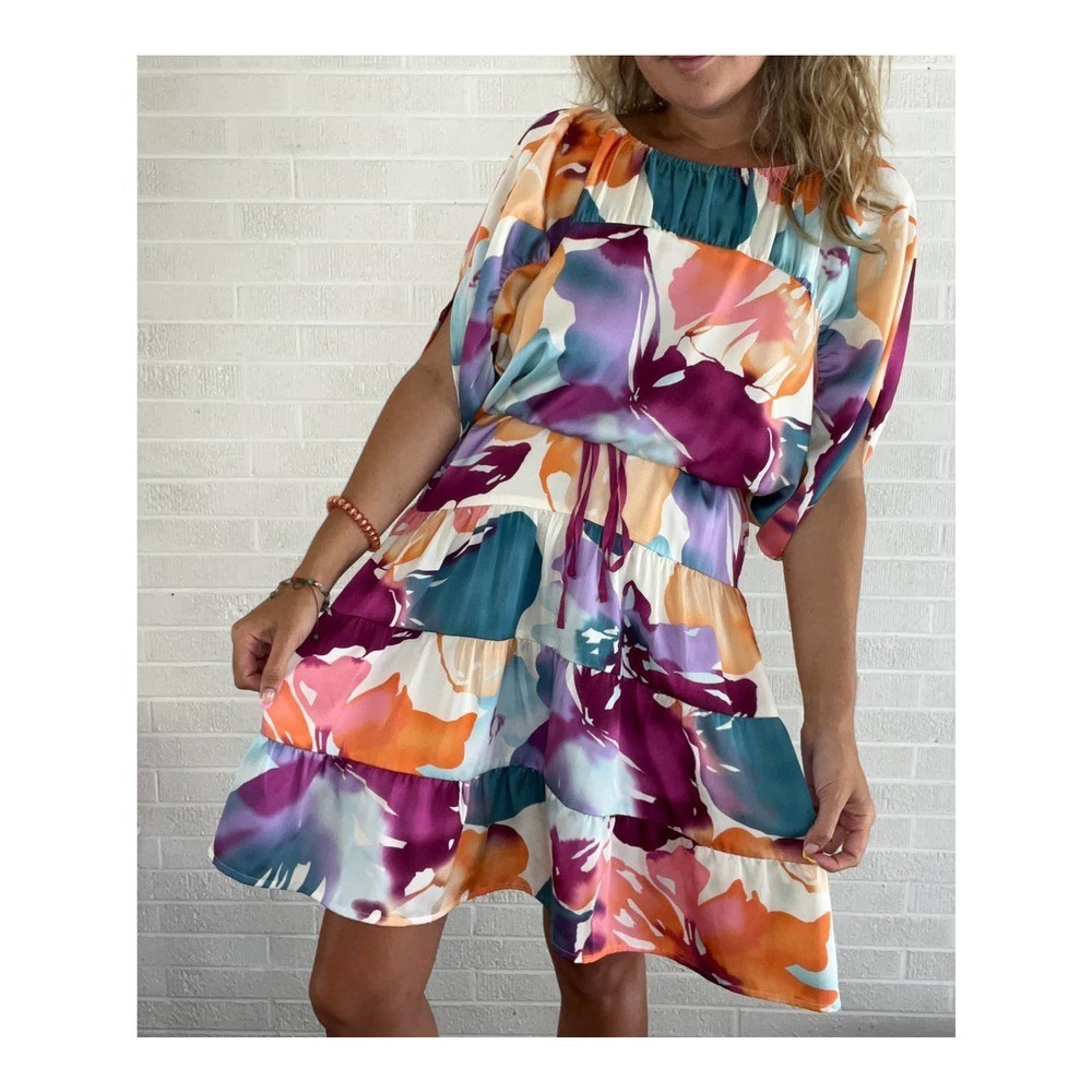 Ann Taylor LOFT dress tropical water color size xs NWOT